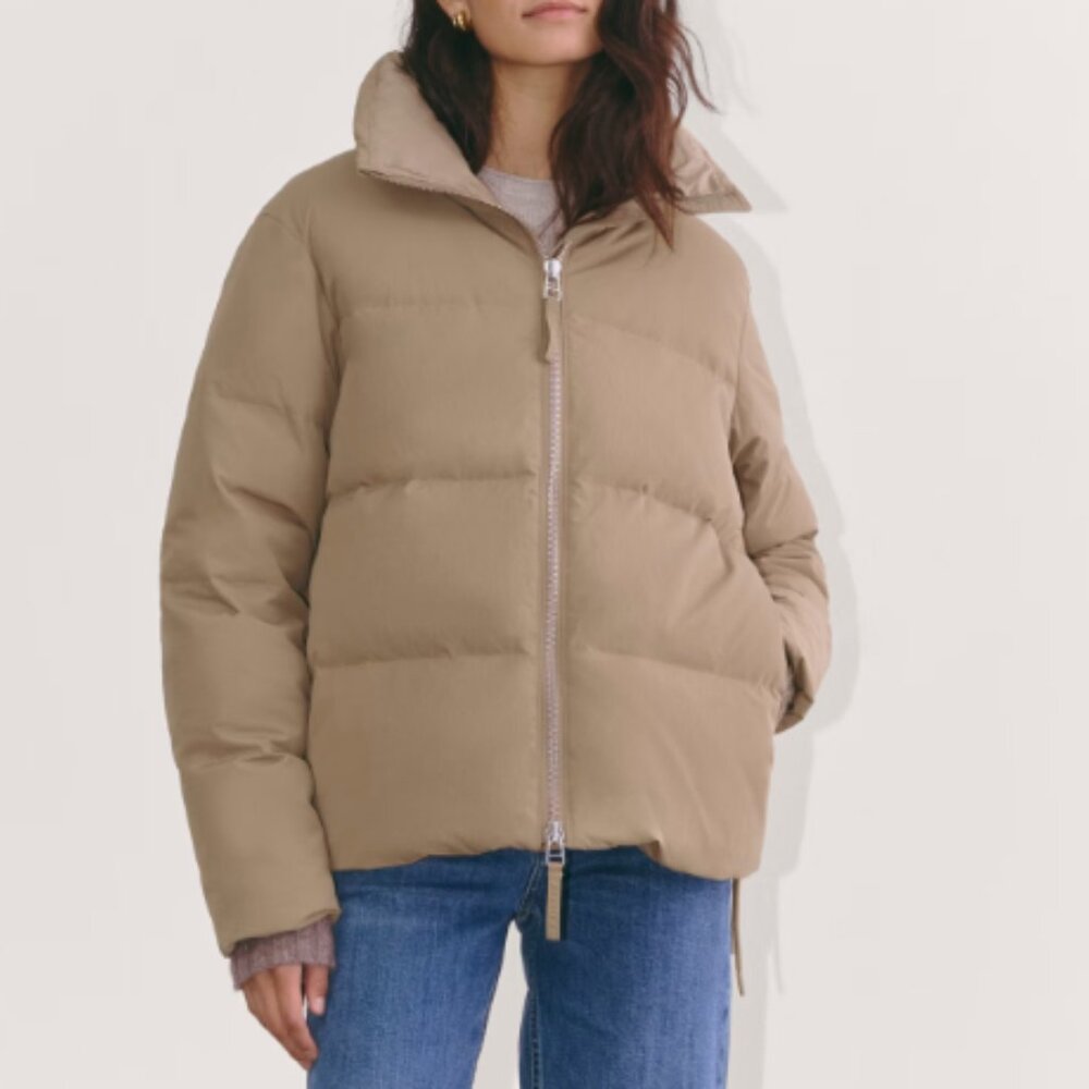 Everlane The Puffer Bomber in Taupe Grey - Picture 3 of 3